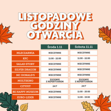 Przedstawiamy świąteczne godziny otwarcia Atrium Reduta